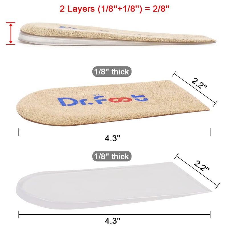 Dr.Foot Adjustable Orthopedic Heel Lift Inserts, Height Increase Insole for Leg Length Discrepancies, Heel Spurs, Heel Pain, Sports Injuries, and Achilles tendonitis (Beige, 2 Layers) - Image 5